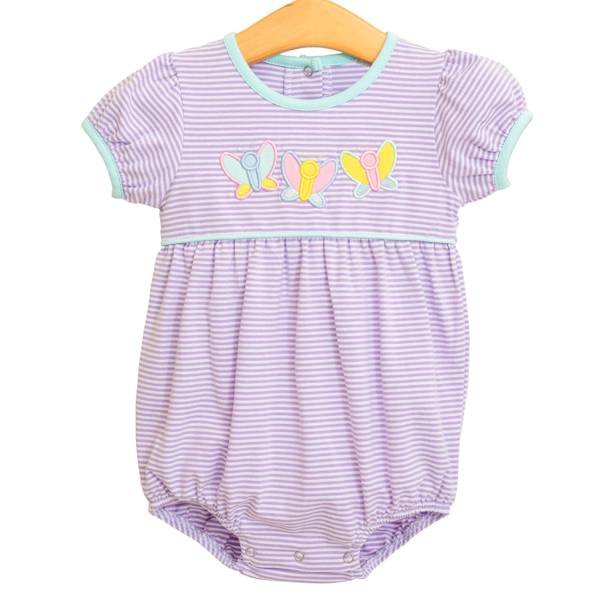 preorder SR2955 cute butterfly purple striped pockets girls romper