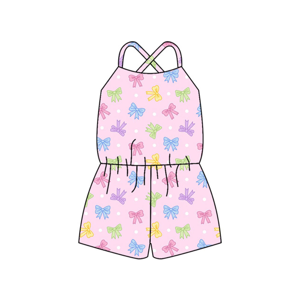 preorder SR2967 pink bows coquette bows pink girls Summer jumpsuits
