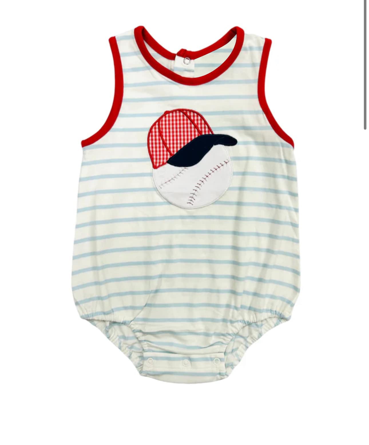 preorder SR2970 play baseball hat striped sleeveless boys romper