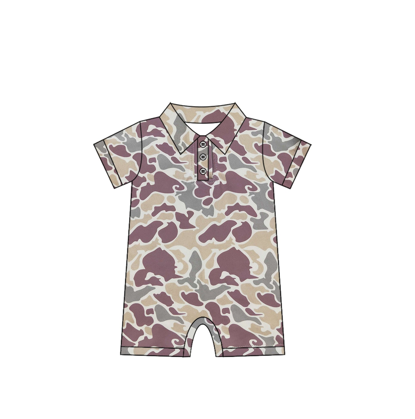 preorder SR2974 hunting camo grey camo short sleeve boys romper