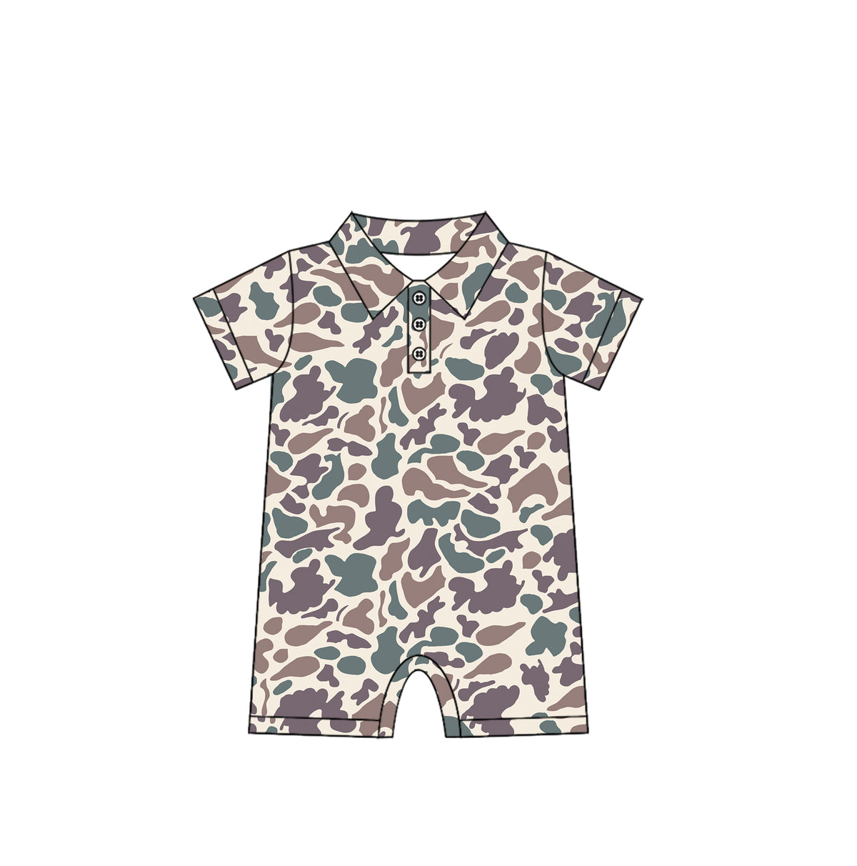 preorder SR2975 hunting camo grey purple camo short sleeve boys romper