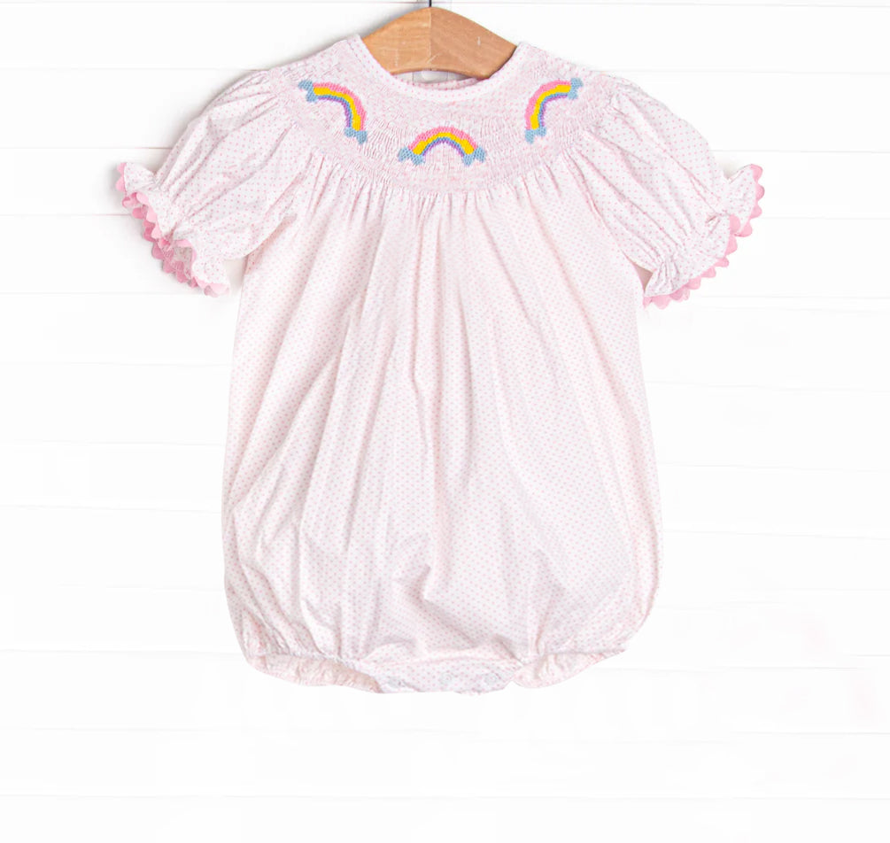 preorder SR2983 rainbow pink short sleeve girls romper