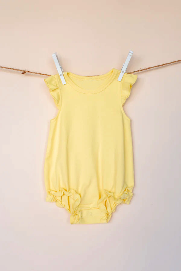 preorder SR2997 yellow flutter sleeve girls romper