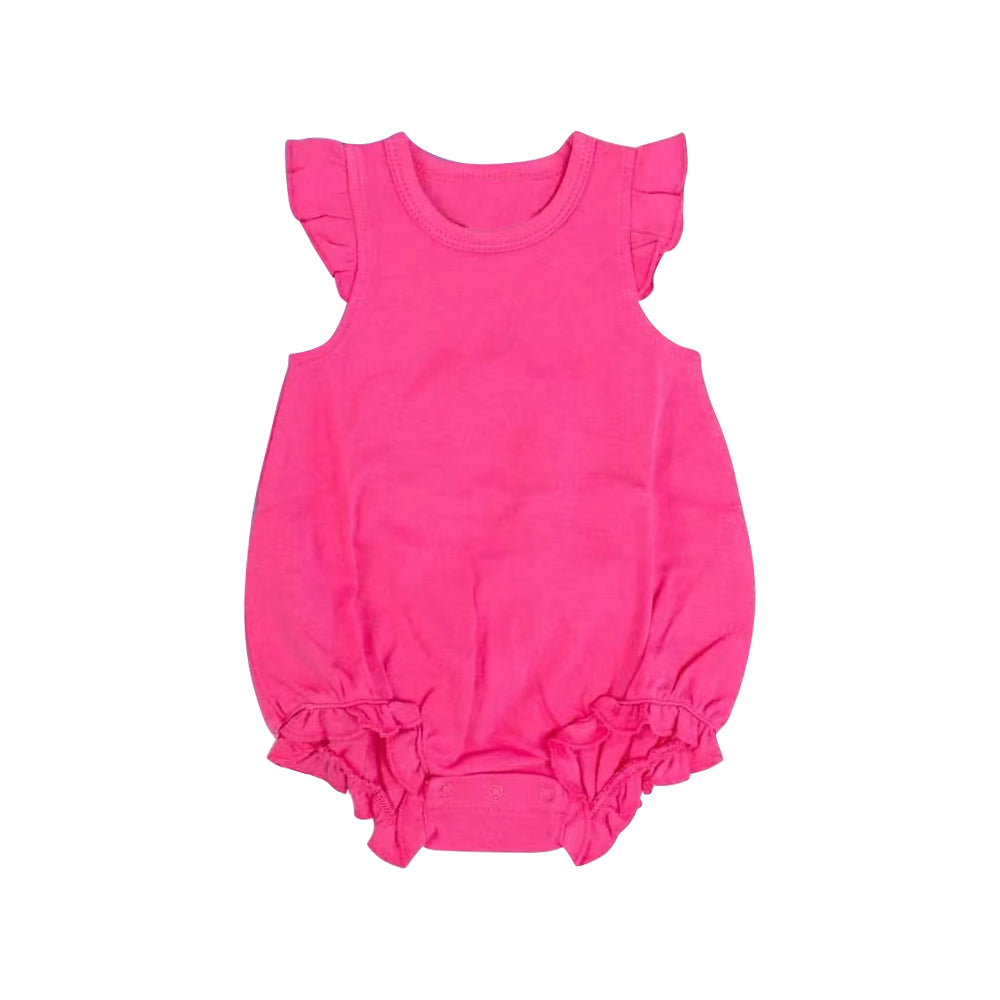 custom moq 5 hot pink flutter sleeve girls romper