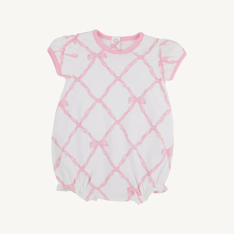 preorder SR3027 pink bows short sleeve girls romper