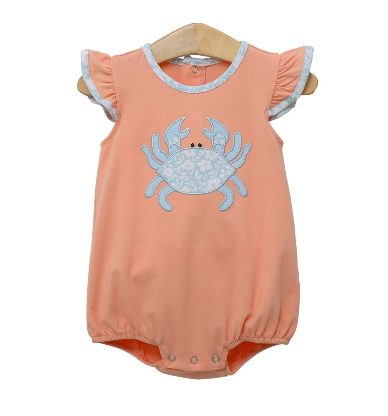 preorder SR3057 blue flowers crab orange flutter sleeve girls romper