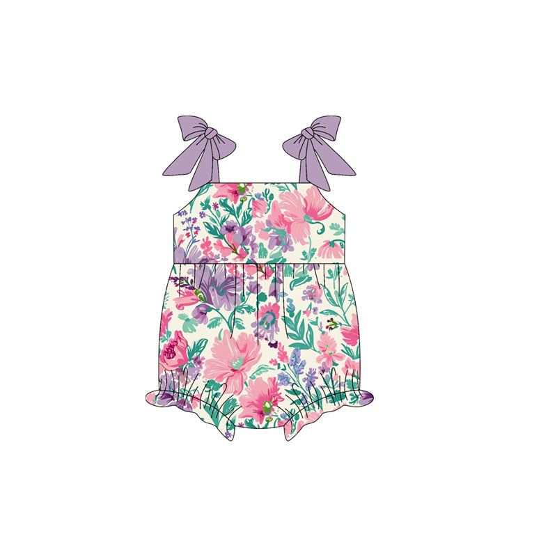 preorder SR3061 pink flowers purple flowers girls romper