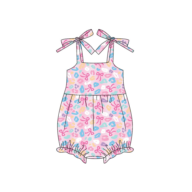 preorder SR3124 colorful leopard bows pink girls romper