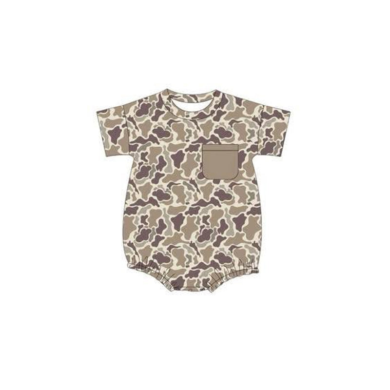 preorder SR3135 hunting camo pocket short sleeve boys romper