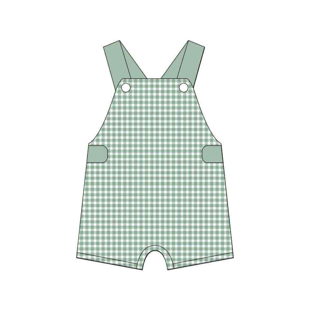 preorder SR3150 green checkered boys romper