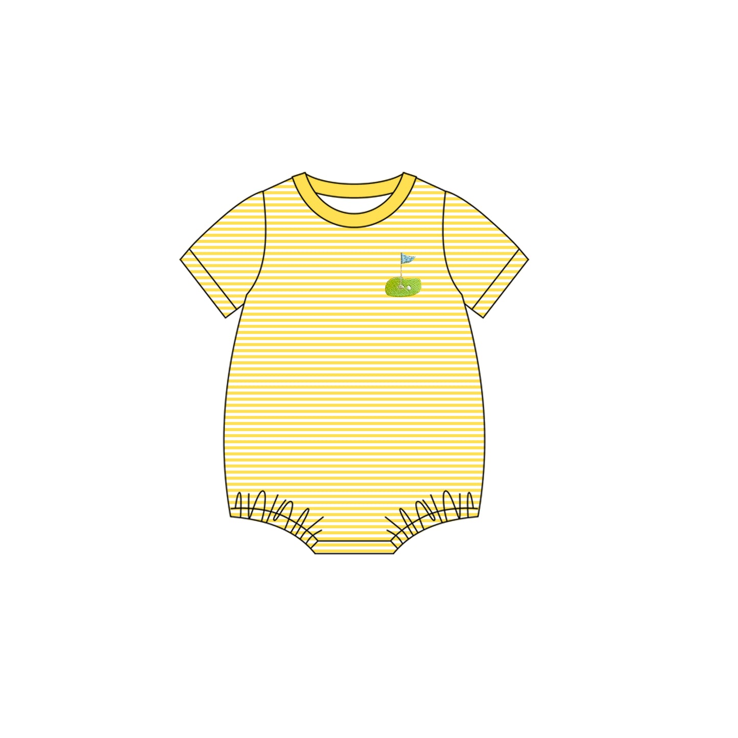 preorder SR3189 cartoon golf yellow striped short sleeve boys romper