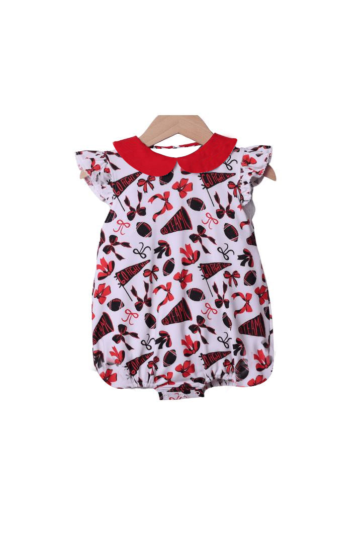 preorder SR3193 cheer red black bows flutter sleeve girls romper