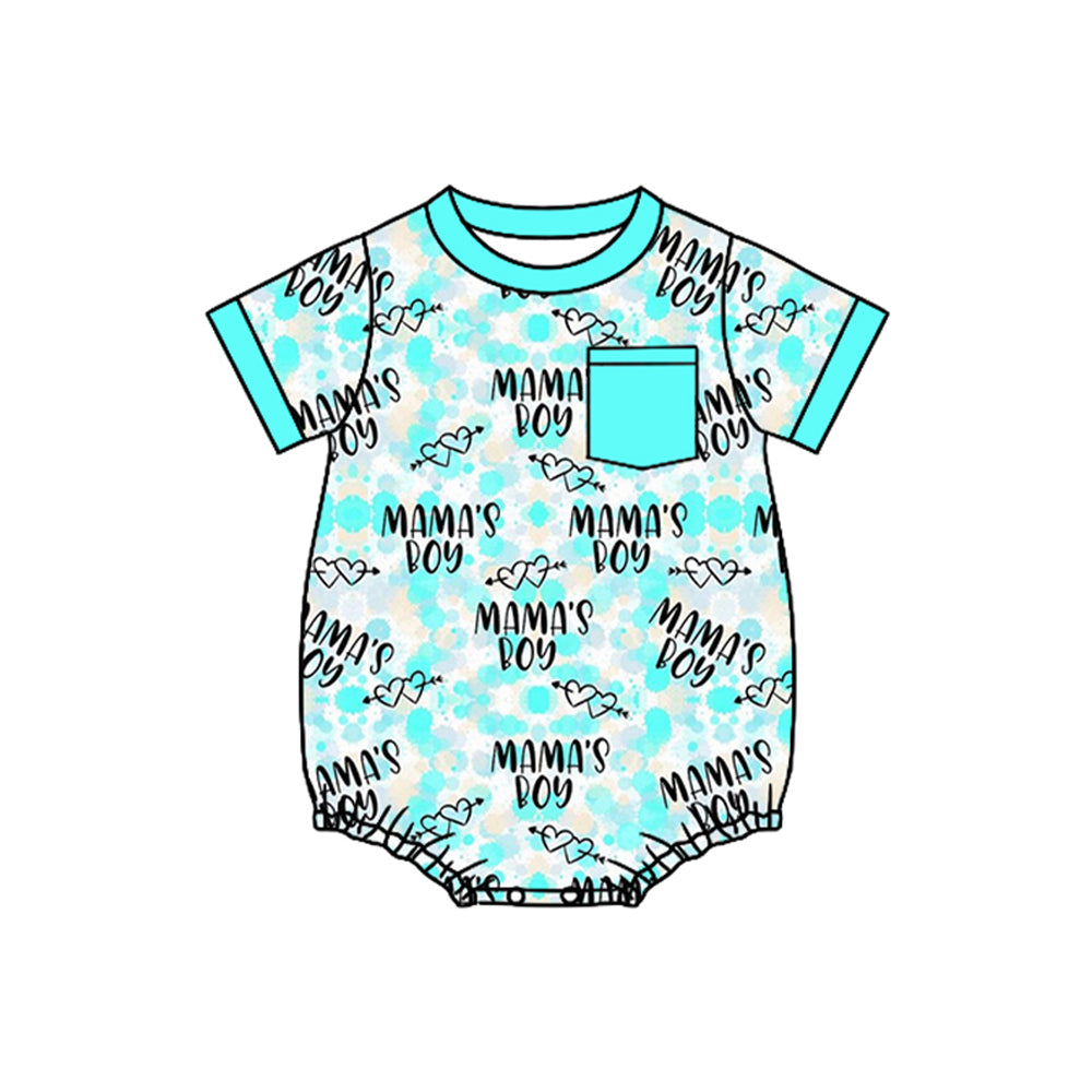 preorder SR3218 mama's boy light blue pocket short sleeve boys romper