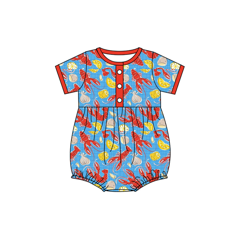 preorder SR3222 crayfish corn blue short sleeve girls romper
