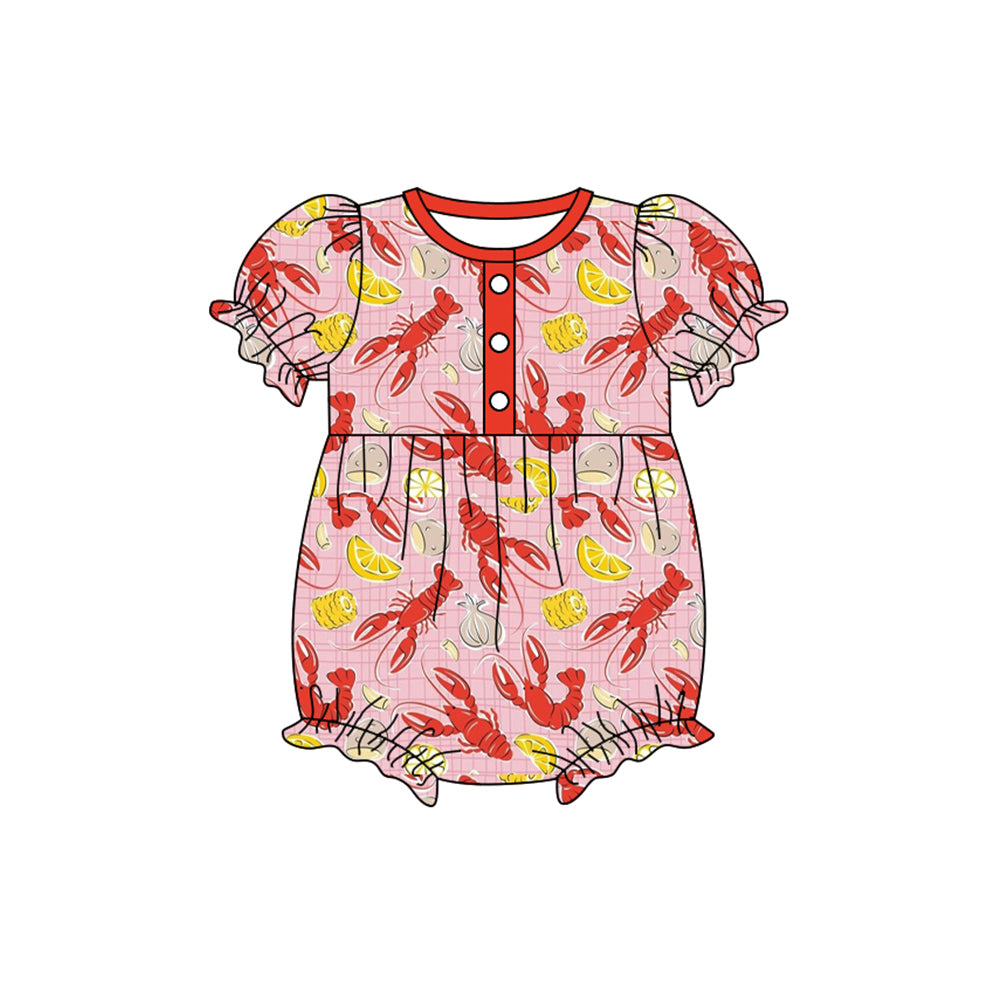 preorder SR3223 crayfish corn pink short sleeve girls romper