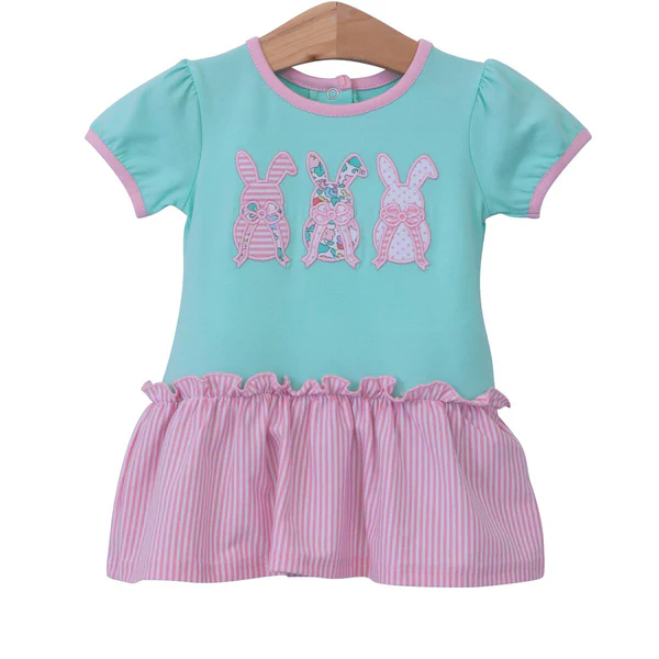 preorder SR3231 Eaater bunny rabbit blue/pink short sleeve girls romper