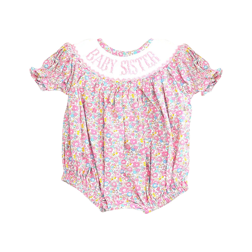 preorder SR3236 baby sister colorful flowers floral pink short sleeve girls romper
