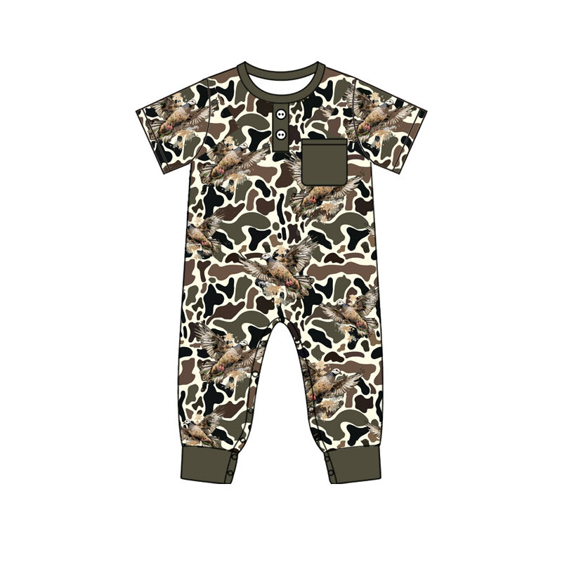 preorder SR3246 hunting mallard duck camo short sleeve boys romper