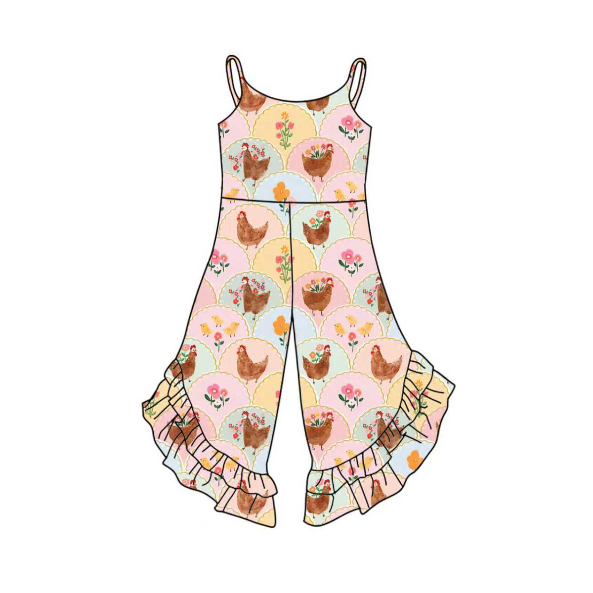 preorder SR3264 cute chick flowers colorful girls jumpsuits