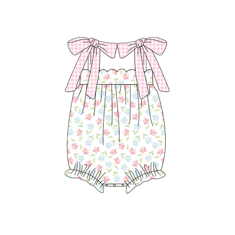 preorder SR3337 colorful flowers girls bows romper