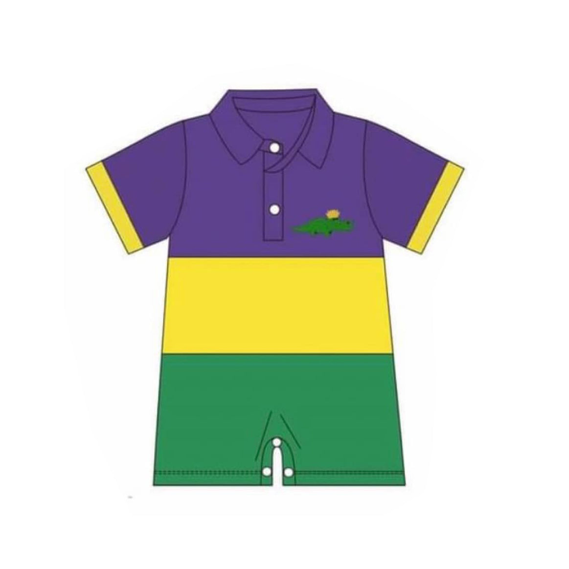 preorder SR3352 Mardi Gras short sleeve boys romper