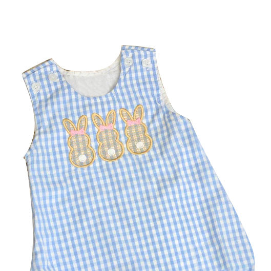preorder SR3384 Easter bunny rabbit bows blue sleeveless girls romper