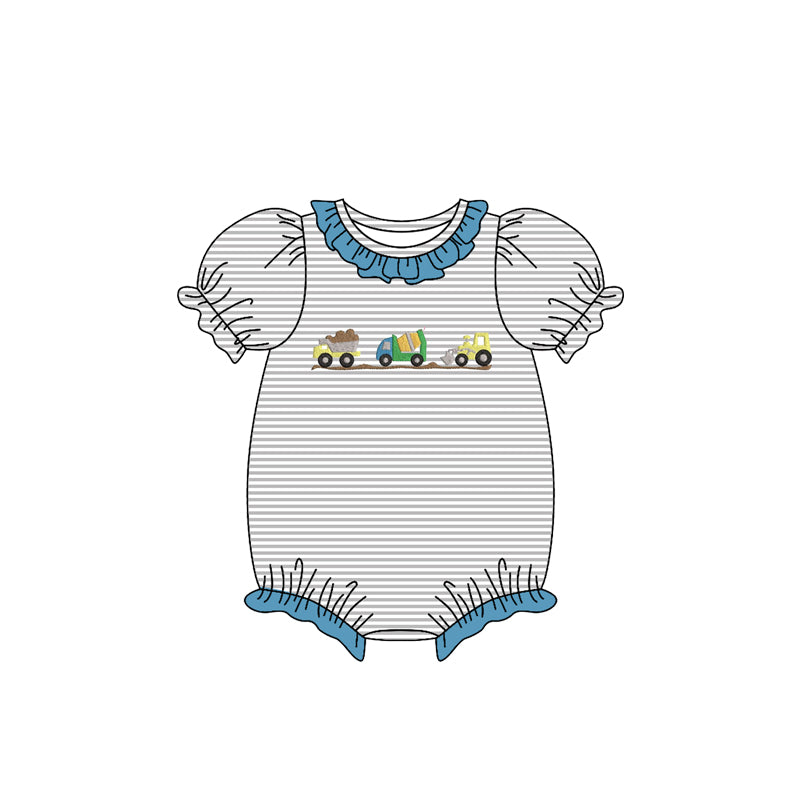 preorder SR3398 construction truck short sleeve girls romper