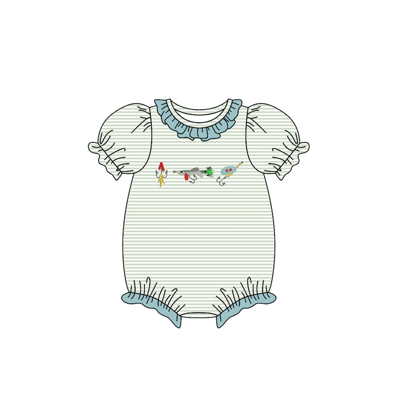 preorder SR3402 fishing short sleeve girls romper