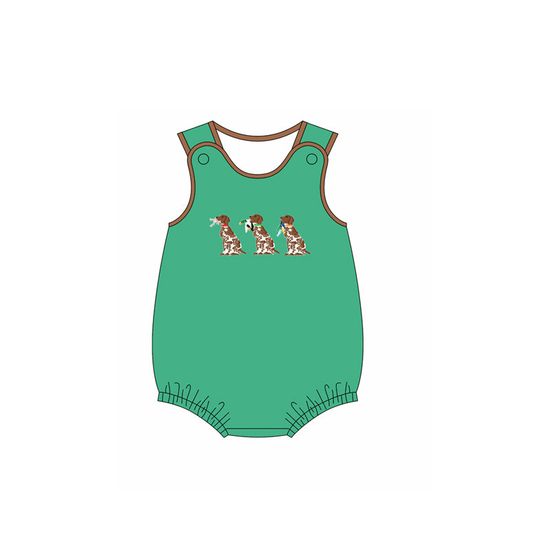 preorder SR3403 hunting mallard duck dog green sleeveelss boys romper