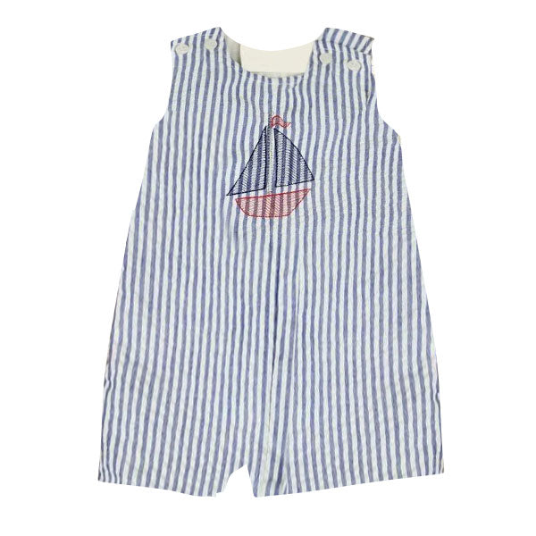 preorder SR3432 sailboat blue striped sleeveless boys romper