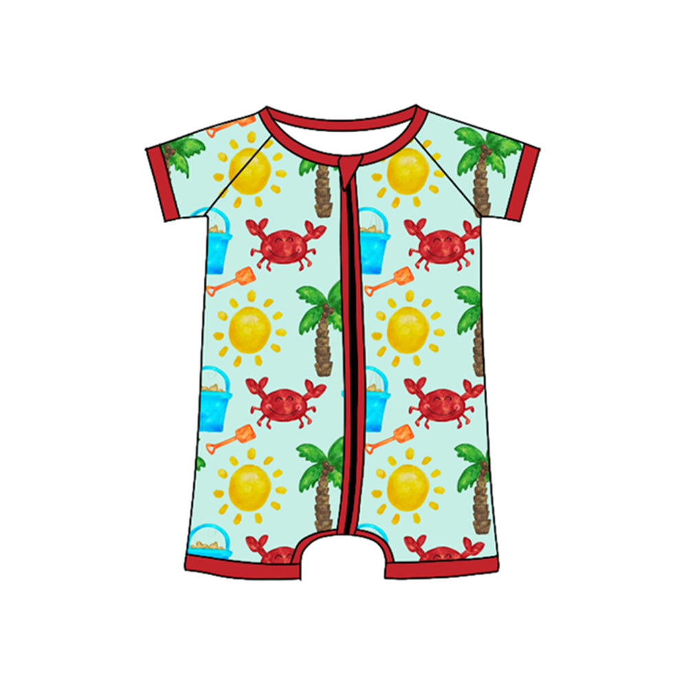 preorder SR3441 crab sun zipper short sleeve boys romper
