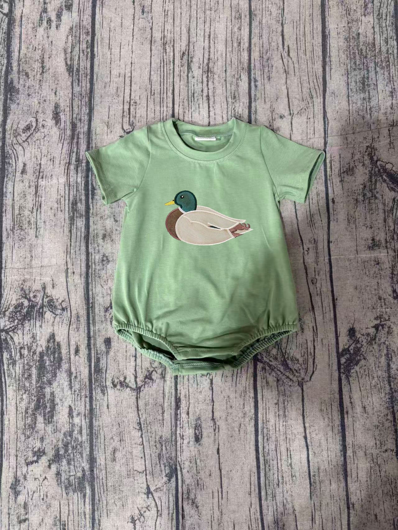 preorder Samples SR3444 Mallard duck green short sleeve boys romper