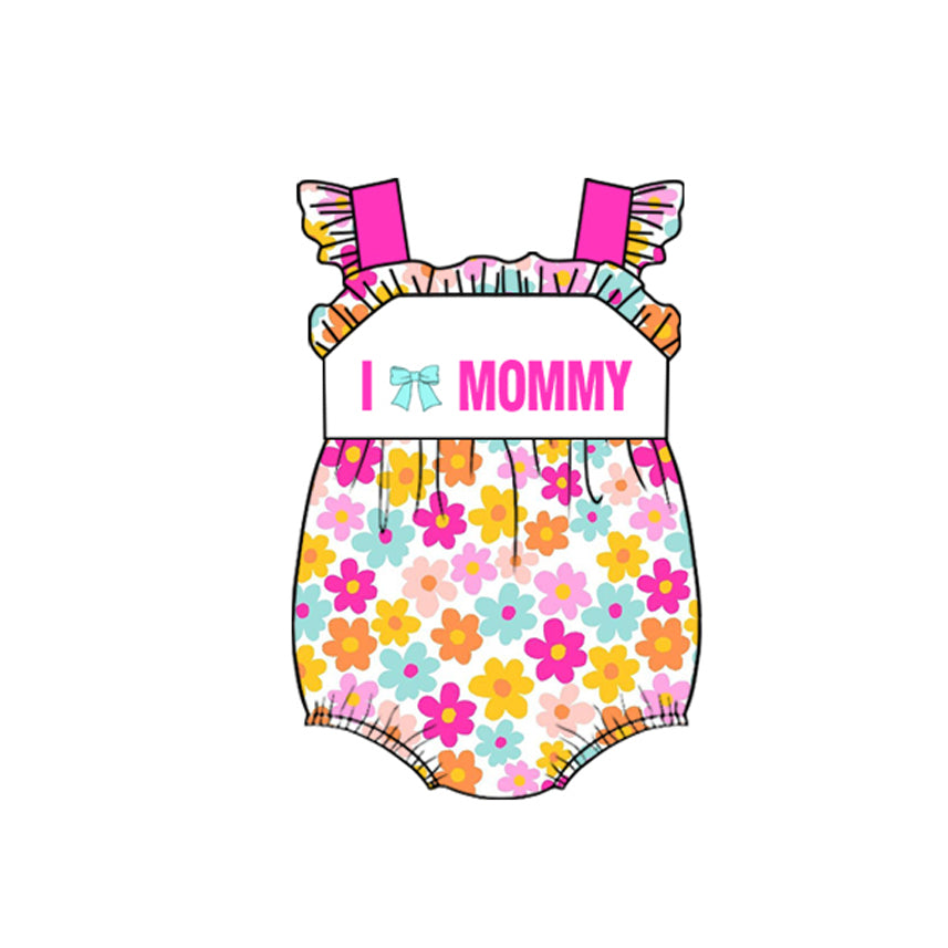 preorder SR3447 i love mommy bow flowers hot pink girls romper