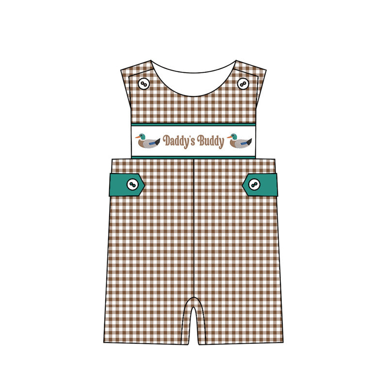 preorder SR3508 Daddy's Bunny Mallard Duck Checkered Sleeveless Boys Romper
