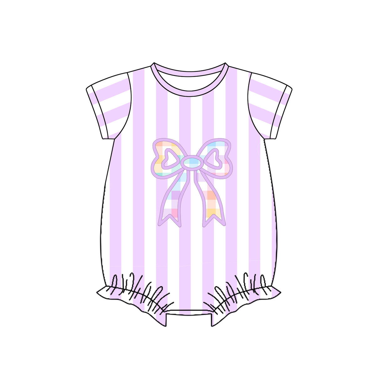 preorder SR3514 Bows Pink Striped Short Sleeve Girls Romper