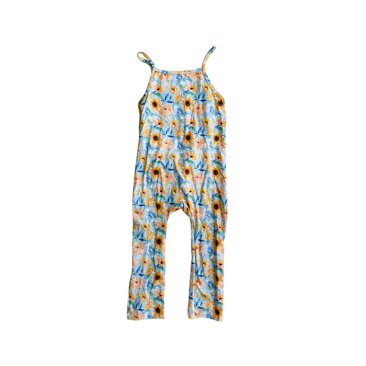 preorder SR3517 Sunflowers Flowers Blue Girls Jumpsuits