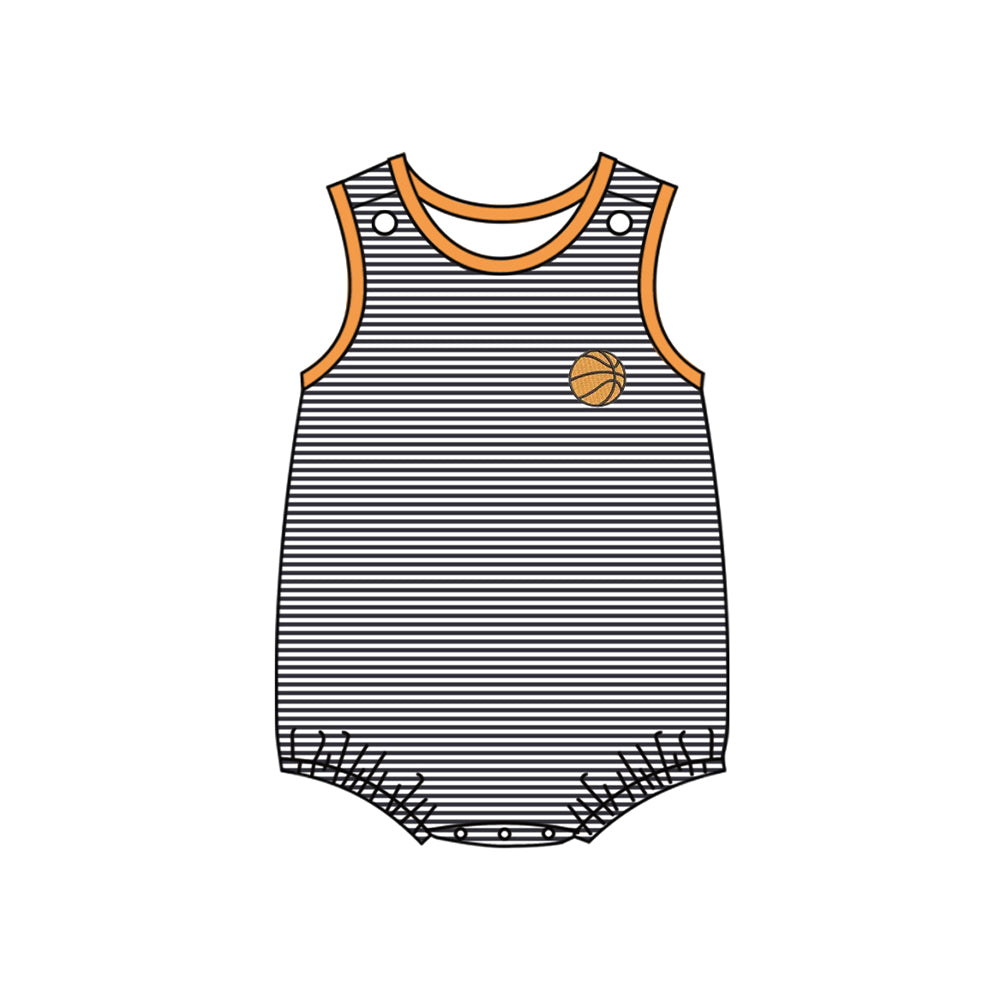 preorder SR3578 Basketball Striped Sleeveless Boys Romper