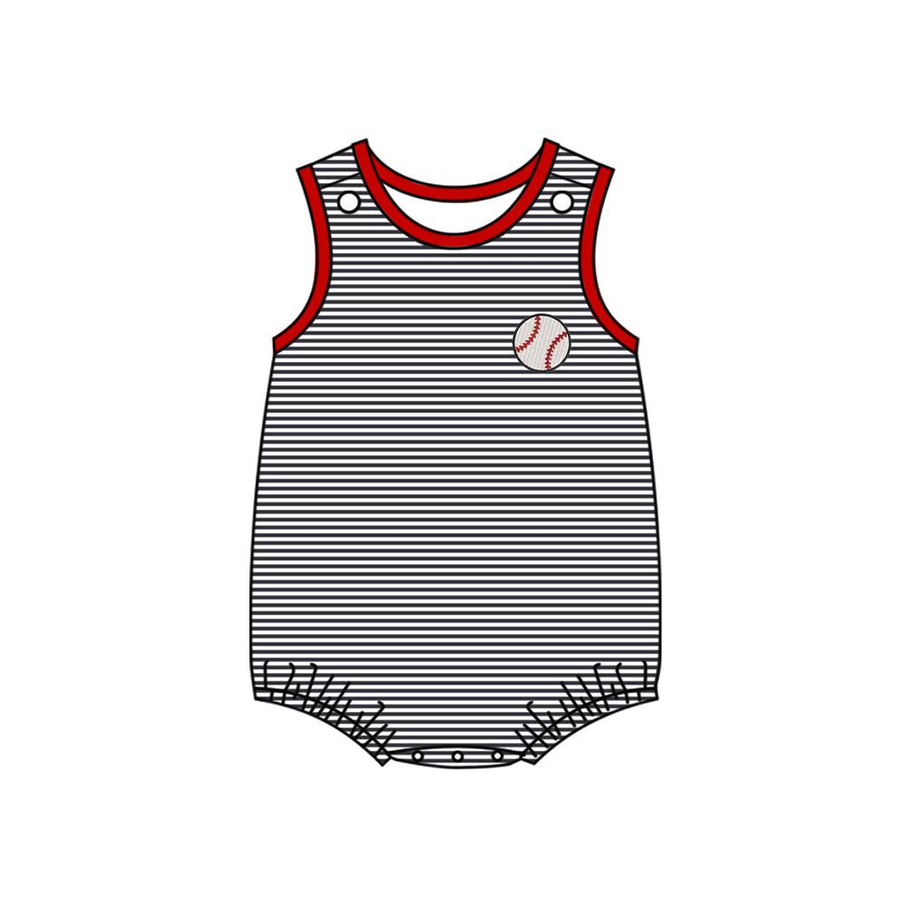 preorder SR3580 Baseball Striped Sleeveless Boys Romper