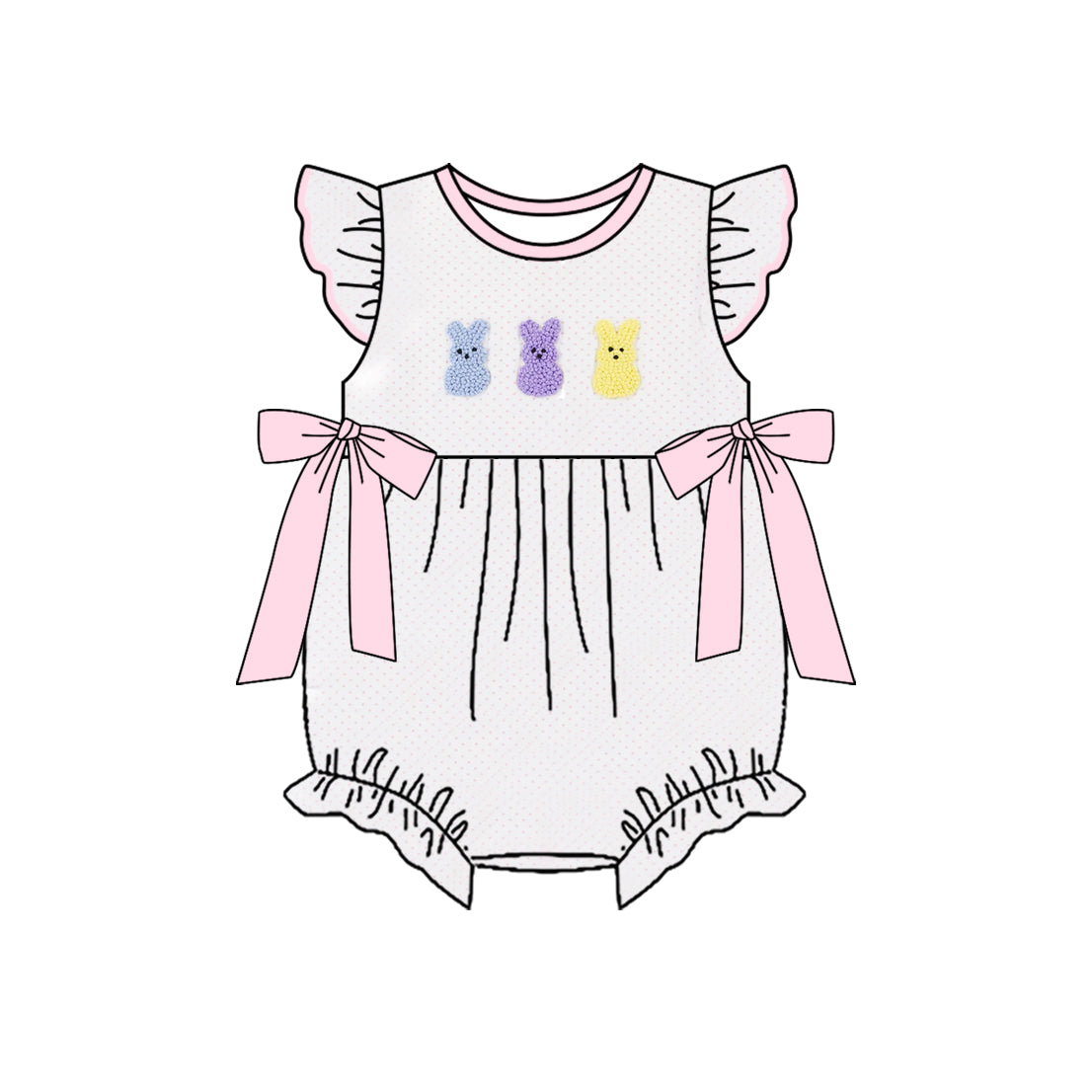 preorder SR3622 Easter Bunny Rabbit Pink Sleeveless Girls Romper