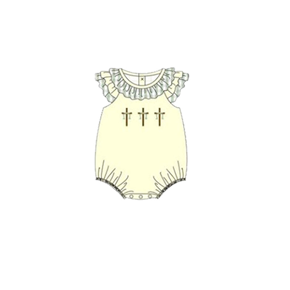 preorder SR3627 Easter Cross Flutter Sleeve Boys Romper