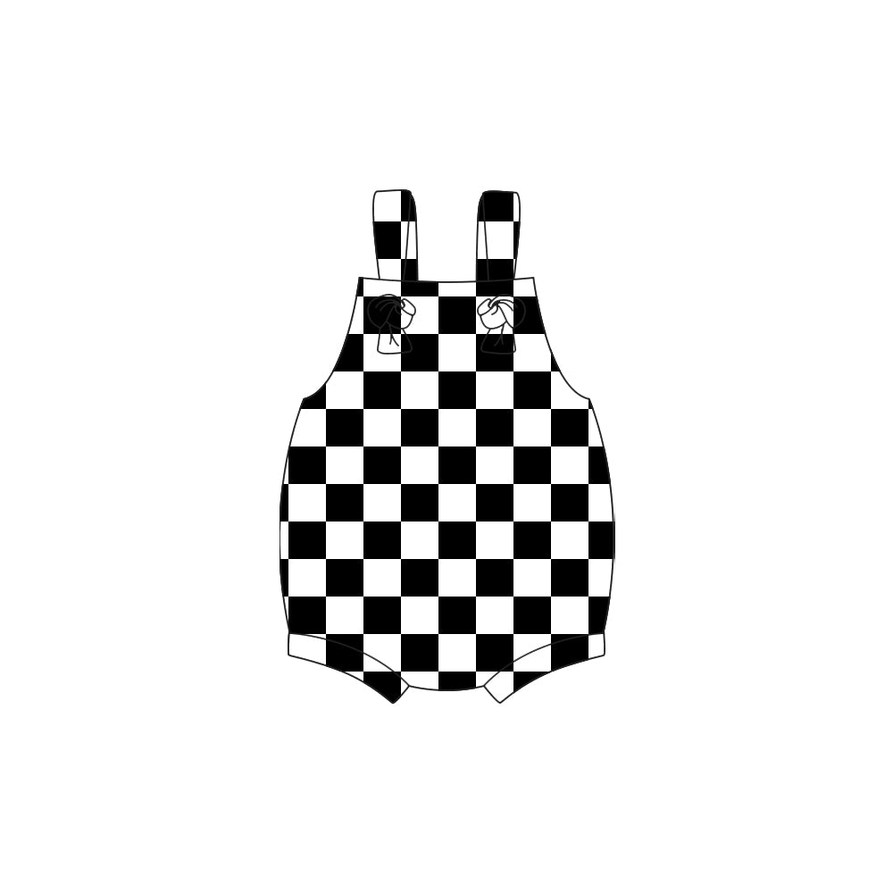 preorder SR3640 Black Checkered Sleeveless Boys Romper