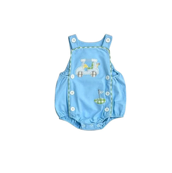 preorder SR3641 Golf Car Blue Sleeveless Boys Romper