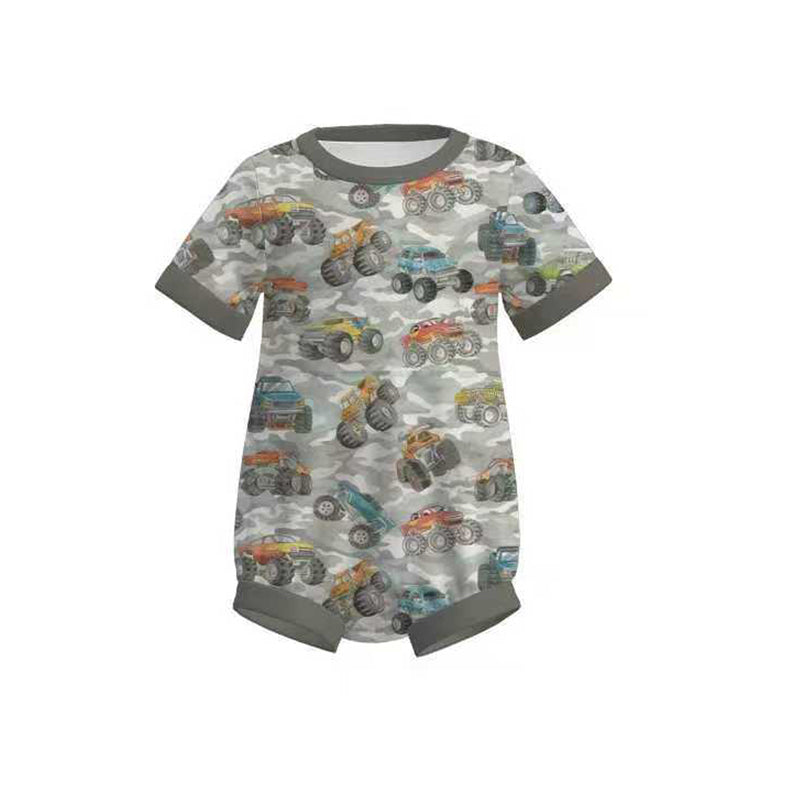 preorder SR3717 Hunting Camo Car Short Sleeve Boys Romper