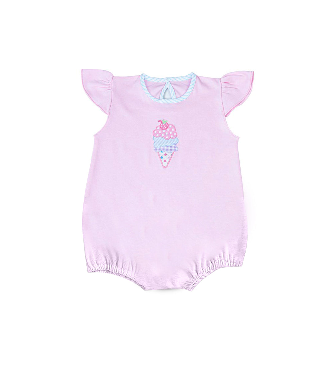 preorder SR3737 Ice Pink Flutter Sleeve Girls Romper
