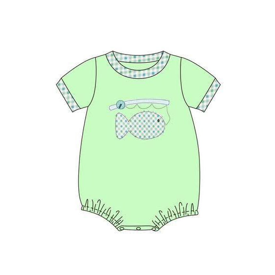 preorder SR3750 Fishing Green Short Sleeve Boys Romper