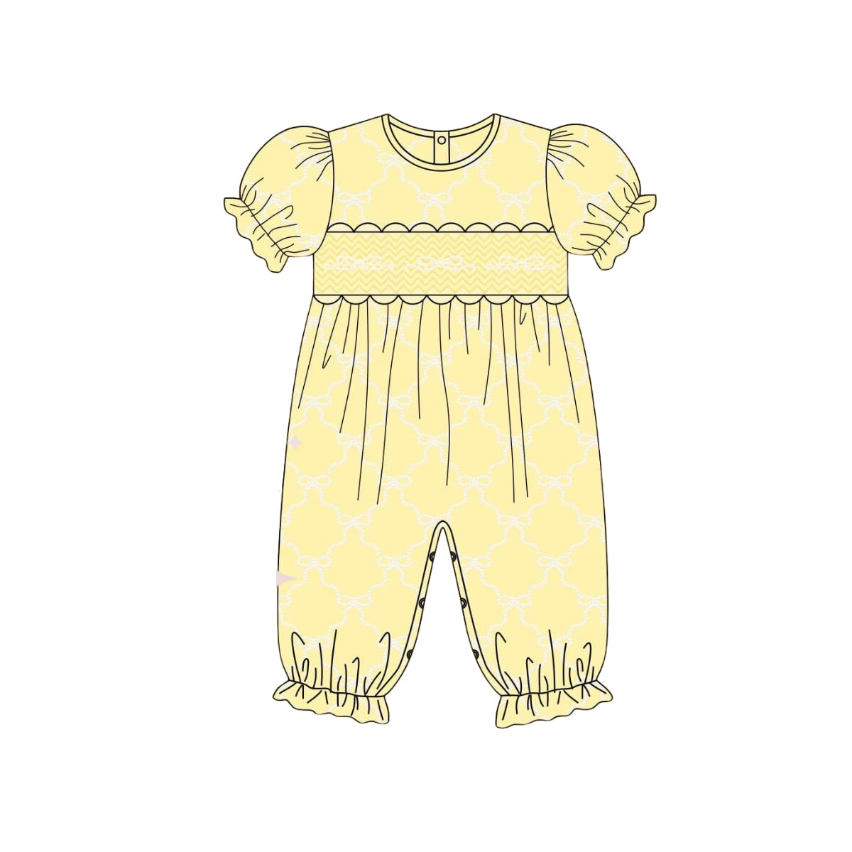 preorder SR3826 Yellow Bows Short Sleeve Girls Romper
