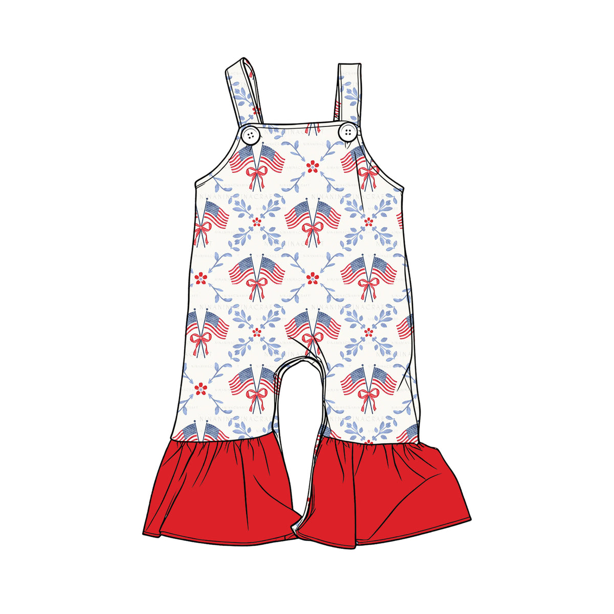 preorder SR3840 July 4th Flag Girls Romper