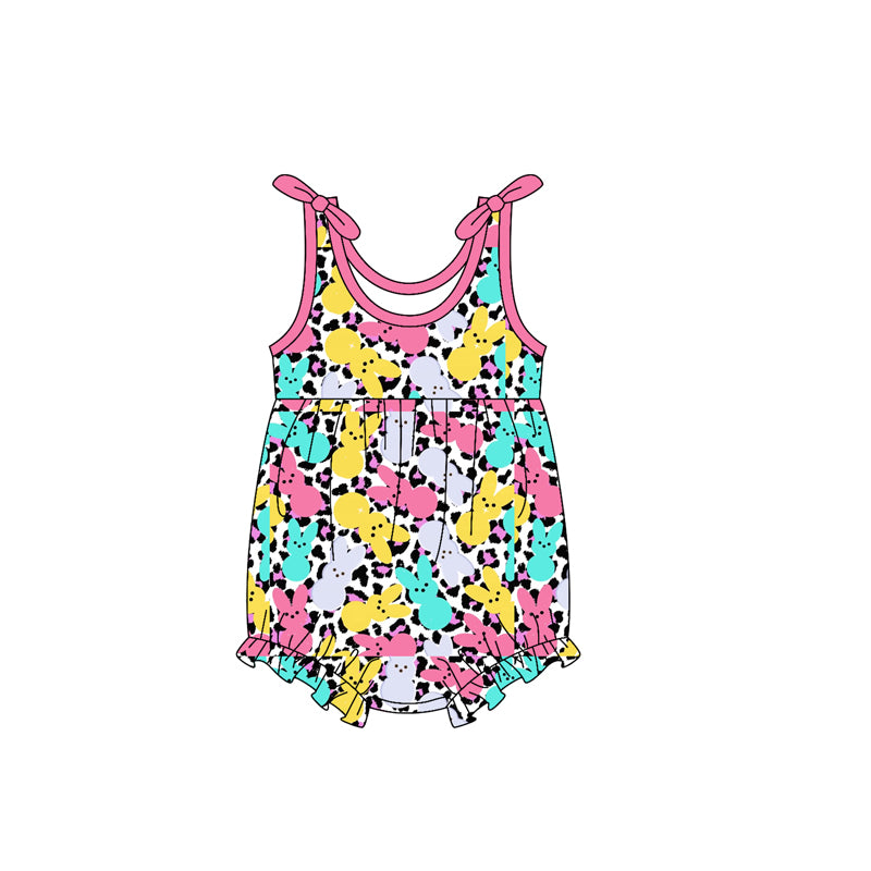 preorder SR3855 Easter Bunny Rabbit Leopard Girls Romper