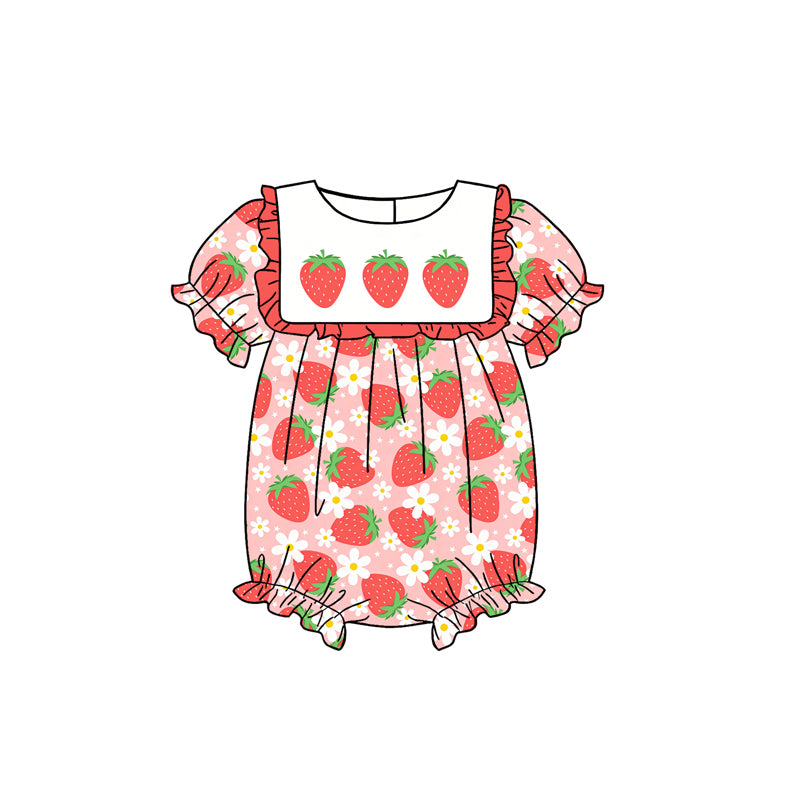 preorder SR3870 Strawberry Short Sleeve Girls Romper