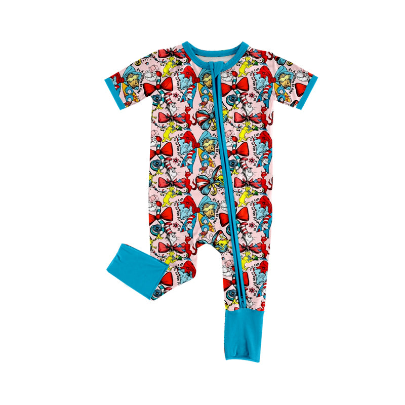 preorder SR3886 Cartoon Dr Blue Short Sleeve Zipper Boys Romper